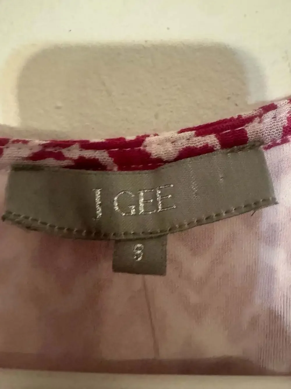 J Gee Pink and White Patterned Smocked Waist Midi Dress Size S